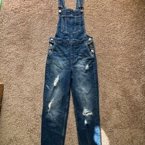 Trendy Distressed Denim Overalls